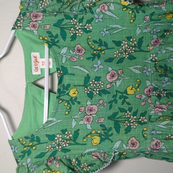 Cat & Jack Green Floral Tiered Maxi Dress Retro Boho Girls Size M 8 - Picture 4 of 5